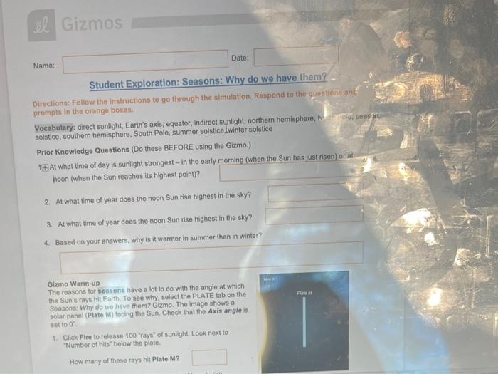 Seasons in 3d gizmo answers