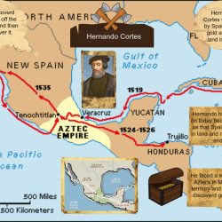 Hernan cortes exploration route map