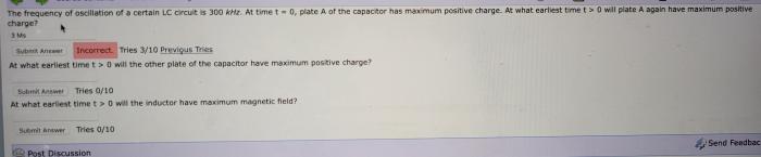 The frequency of oscillation of a certain lc circuit is