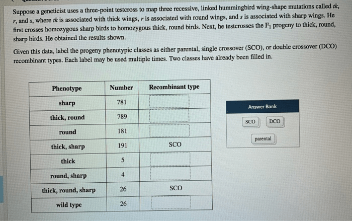 Suppose a geneticist uses a three-point testcross