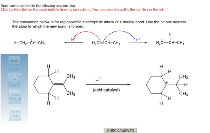 Arrows reaction curved draw following step pushing h3c nh h30 arrow instructions transcribed text show