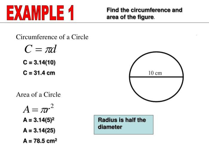 Homework 1 parts of circles area & circumference